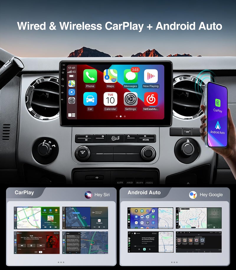 AINAVITO 10 Inch for Ford F150 Radio 2004-2008, F250/F350/450/550 2008-2016 Radio Upgrade Wireless CarPlay Android Auto, Plug and Play, 5G Wi-Fi, Bluetooth 5.0 QLED Touch Screen Car Stereo - Image 3