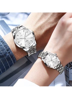 OLEVS OLEVS His and Her Couple Watches Business Men Women Couple Set Pair Watch Matching Romantic Quartz Watch Stainless Steel Waterproof Date Men's Watches Women Watches Wrist Watch  - Image 3