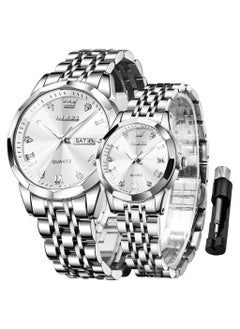 OLEVS OLEVS His and Her Couple Watches Business Men Women Couple Set Pair Watch Matching Romantic Quartz Watch Stainless Steel Waterproof Date Men's Watches Women Watches Wrist Watch  - Image 1