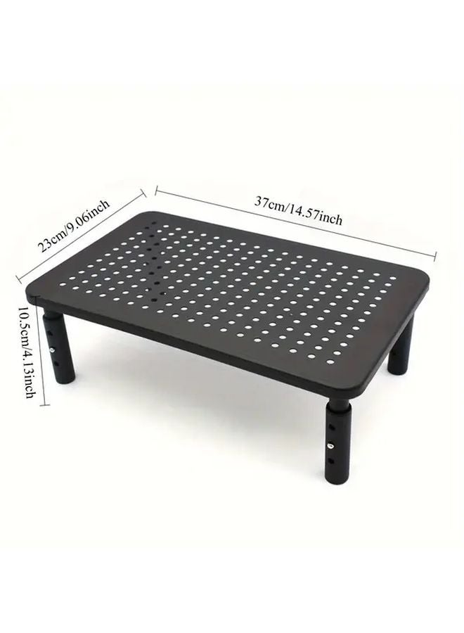 Black Ergonomic Adjustable Metal Monitor Stand For Desk Up To 32 Inches - Image 2