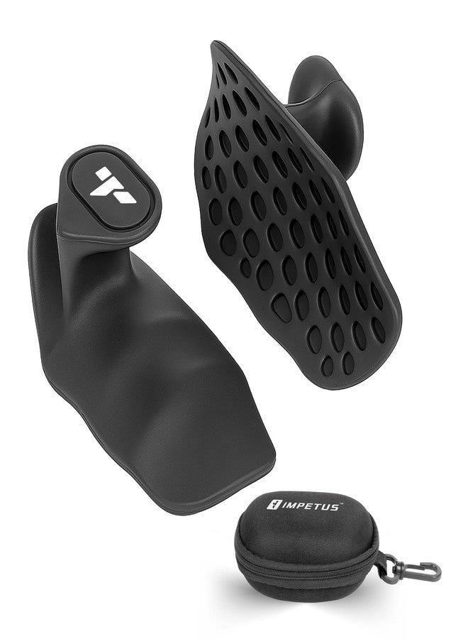 IMPETUS Silicone Hand Gym Grips Workout for Men & Women | Fingerless Anti-Slip for Pull-Ups, Weightlifting, Deadlifts, CrossFit & Home Gym Training (Black) - Image 1