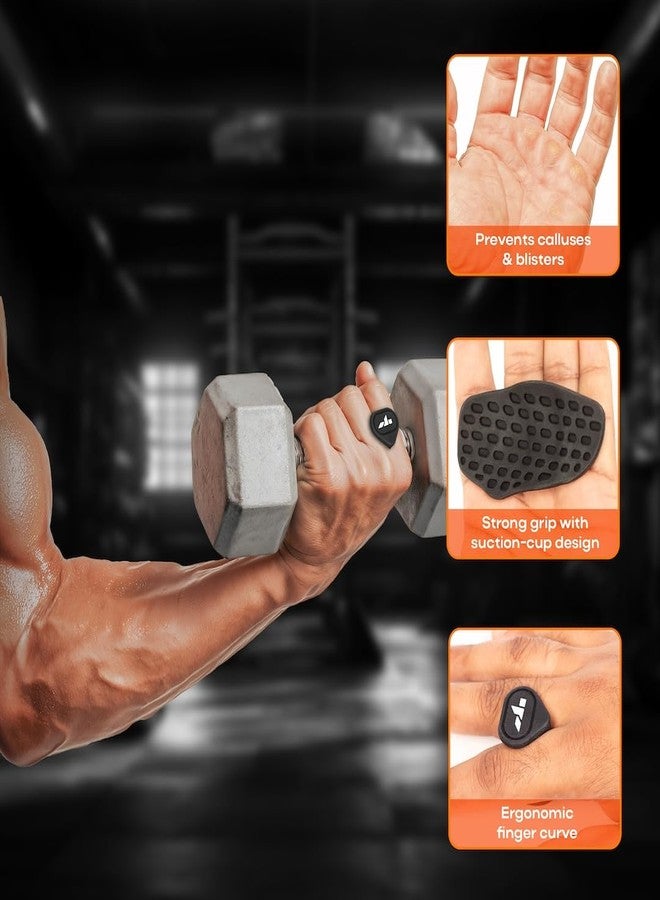 IMPETUS Silicone Hand Gym Grips Workout for Men & Women | Fingerless Anti-Slip for Pull-Ups, Weightlifting, Deadlifts, CrossFit & Home Gym Training (Black) - Image 3