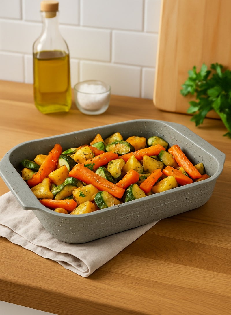 PROCILA Non-Stick Granite Rectangular Roaster Pan Grey 35cm - Image 1