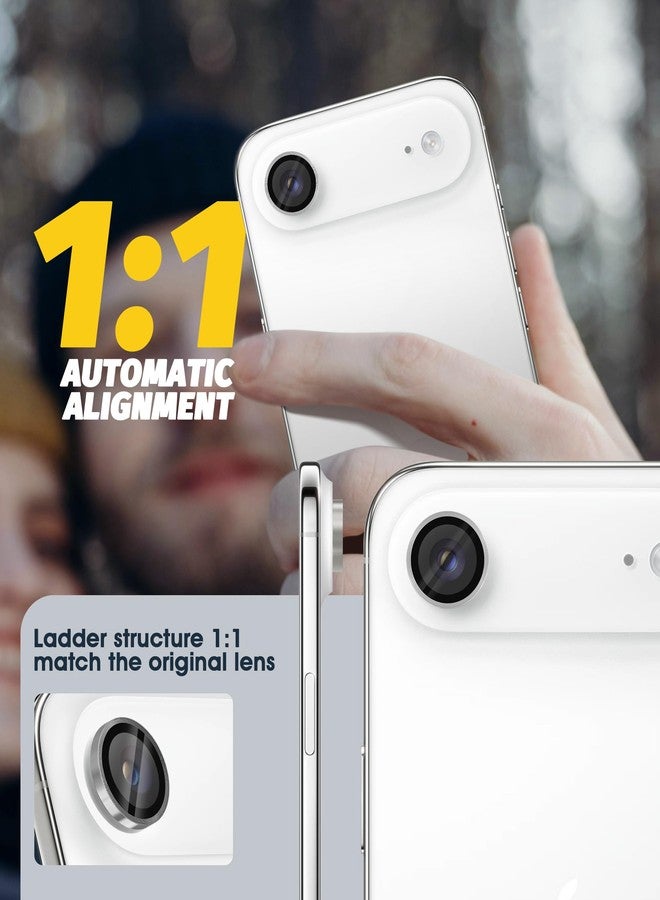 Orzero (3 Pack) Camera Lens Protector Compatible for iPhone Air 2025 / iPhone 17 Air, Protector de Cámera Individual 3D Alloy Metal Ring Glass Cover CD Pattern Case Friendly - Sliver - Image 4