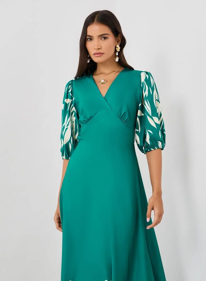 Styli Floral Emerald Dress