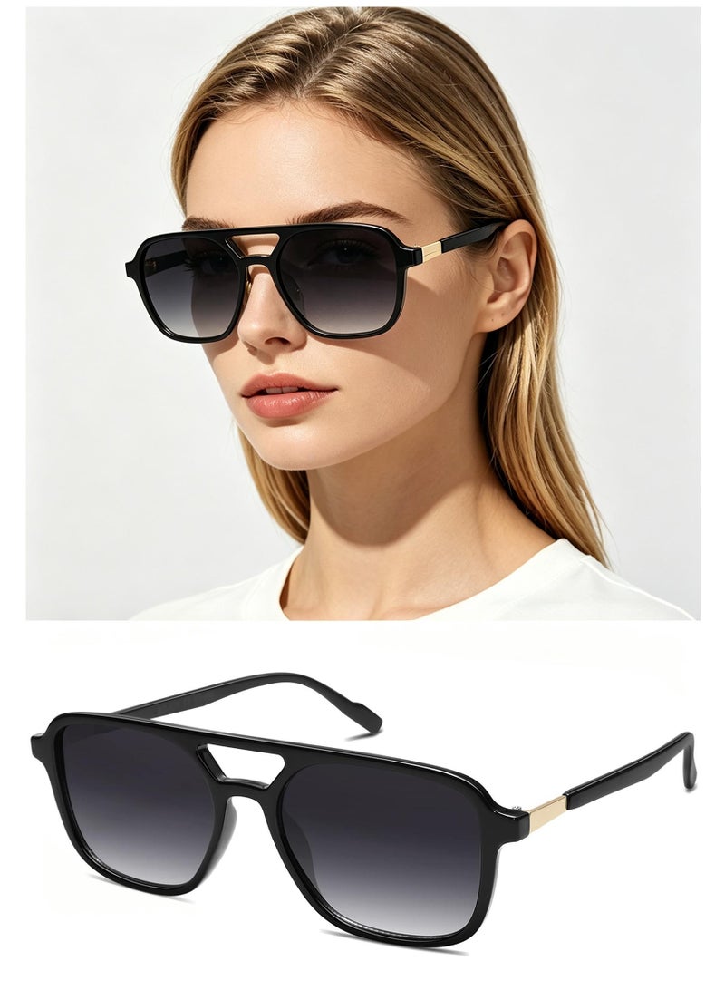 Nicor Retro Aviator Sunglasses for Women Men,100% UV Protection & Anti-Glare HD Vision - Lightweight Clear Frame Eyewear for Driving, Fishing & Cycling - Image 1