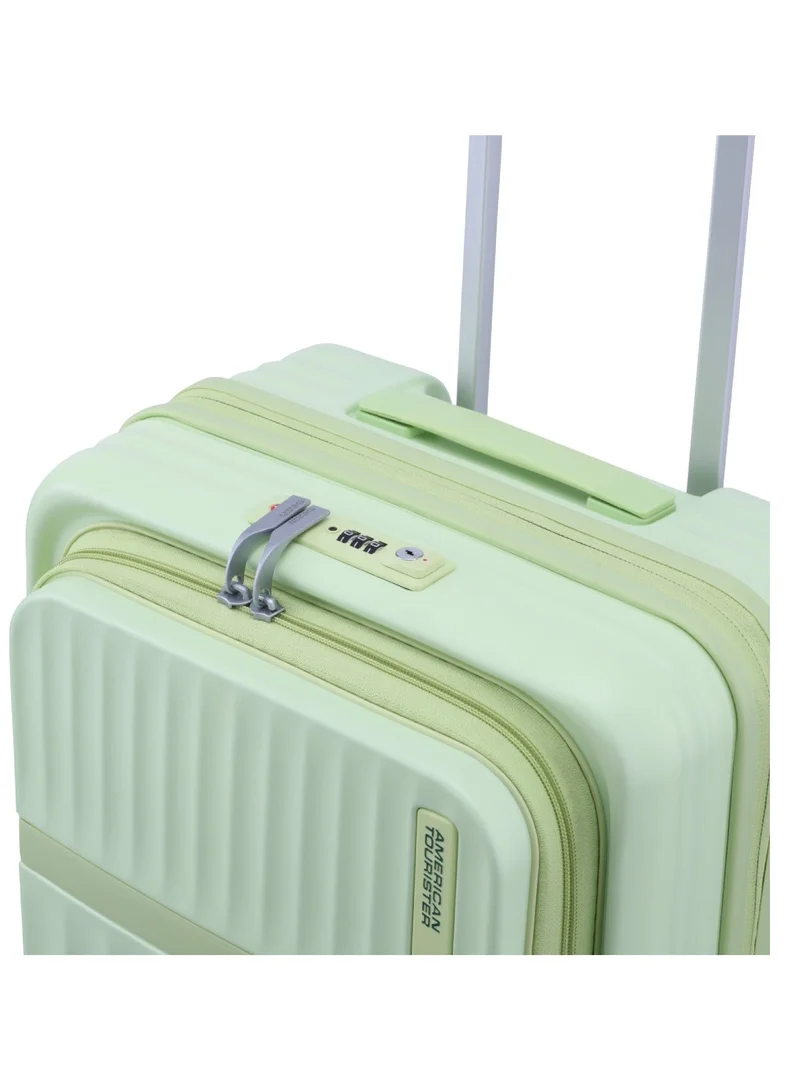 AMERICAN TOURISTER Trento + Suitcase, Cabin Size 54 cm / 20 inch, 4 Spinner Wheels, Hard Top, Polycarbonate, Matcha|Lightweight|2 In 1 Optimov™ Shock Absorbing Wheels|Book Opening|Expandable|TSA Lock|Waterproof Section - 3 Years International Warranty