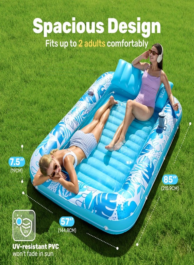 Sloosh XL Inflatable Tanning Pool Lounger Float for Adults, 215 x 144 cm Extra Large Suntan Tub Pool Floats Sun Tan Tub Tanning Bed Blow up Pool Raft Lounge Floatie - Image 2