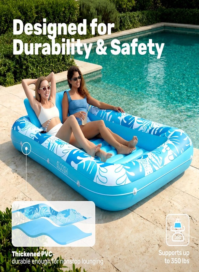 Sloosh XL Inflatable Tanning Pool Lounger Float for Adults, 215 x 144 cm Extra Large Suntan Tub Pool Floats Sun Tan Tub Tanning Bed Blow up Pool Raft Lounge Floatie - Image 5