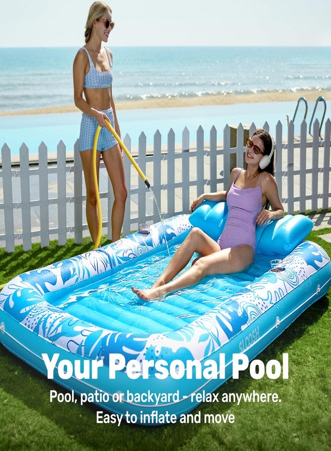 Sloosh XL Inflatable Tanning Pool Lounger Float for Adults, 215 x 144 cm Extra Large Suntan Tub Pool Floats Sun Tan Tub Tanning Bed Blow up Pool Raft Lounge Floatie - Image 3