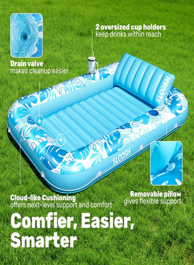 Sloosh XL Inflatable Tanning Pool Lounger Float for Adults, 215 x 144 cm Extra Large Suntan Tub Pool Floats Sun Tan Tub Tanning Bed Blow up Pool Raft Lounge Floatie - Image 4