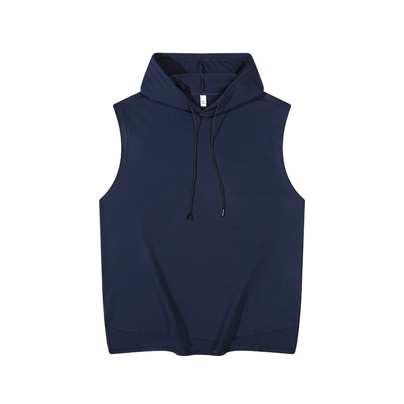 Hooded T-Shirt Men'S Short-Sleeved Solid Color Sports Summer Sports Trendy Ins Hooded Hip-Hop Half-Sleeved T-Shirt Trendy Brand Men'S Wear - Image 1