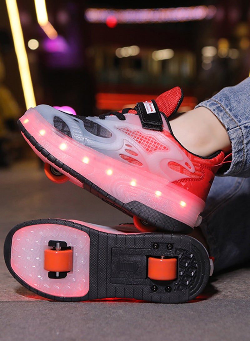 Sharpdo Kids Roller Skates Light up Shoes with Double Wheel Shoes LED USB Charging Roller Sneakers for Girls Boys Best Gift  - Image 3