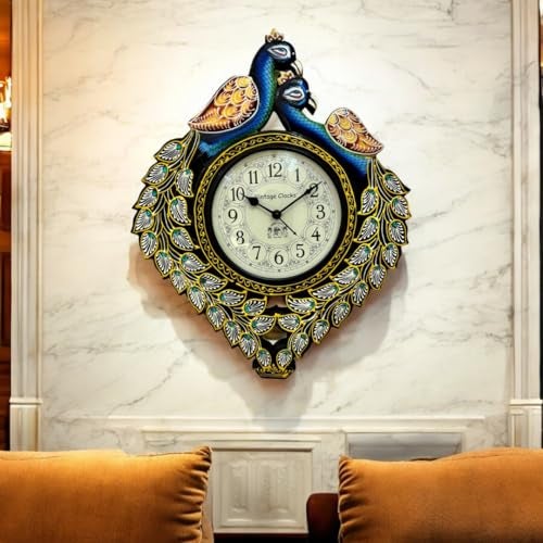 Vintage Clock Wood Handicraft Peacock Clock (Design 2) - Image 2