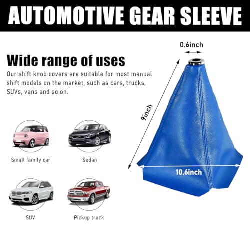 Ohleats Car Shift Knob Dust Cover Automotive Shifter Boot Sleeve Replacement ManualAutomatic Gear Shift Cover for Most Car Truck SUV Universal Interior Car Accessories Blue - Image 3