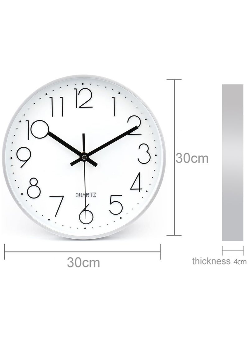 MileMelo Minimalist Wall Clock Modern Design Living Room Bedroom Quartz Mute Light Luxury Clocks Hanging Watch Home Decor (Color: White/Black, Size: 12inch 30cm)  - Image 2