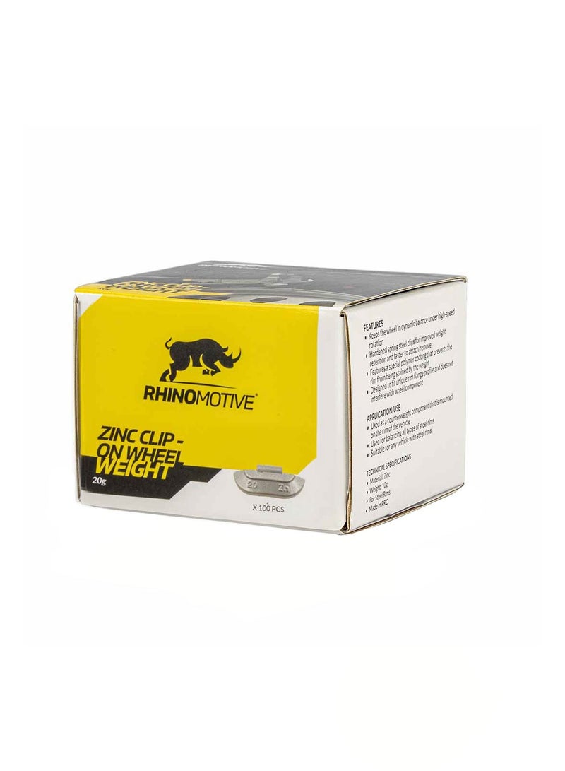 RHINOMOTIVE Automotive Zinc Clip-on Wheel Weight 20g 100Pcs Per Box  - Image 3