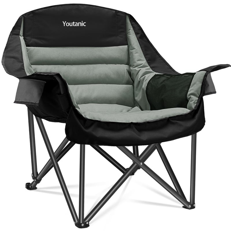 Youtanic Oversized Camping Chair, Portable Folding Camping Chairs with Side Pocket, Cup Holder and Carry Bag, Heavy Duty Outdoor Camping Chairs for Adults, Fishing, Sports, Trip, up to 400lbs, Style 4 - Image 1