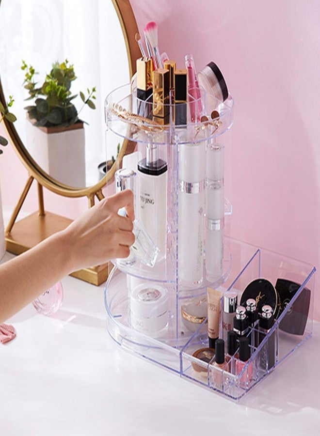 Matiko Adjustable 360 Degree Rotating Makeup Organizer Tray/Large Capacity Cosmetics Carousel Spinning Holder Storage Rack Fits Toner, Creams, Makeup Brushes, Lipsticks and More - Image 1