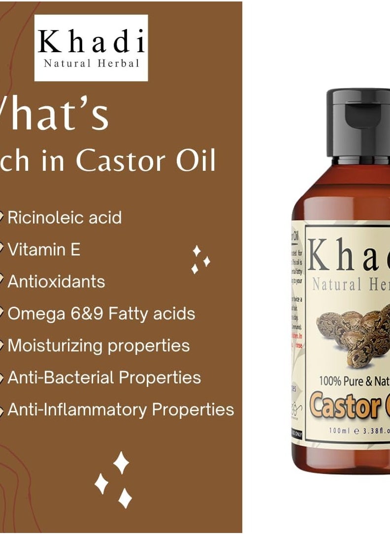 Khadi Natural Herbal - Khadi Natural Herbal Organic Cold Pressed Pure and Castor Oil 100 ml - Image 1