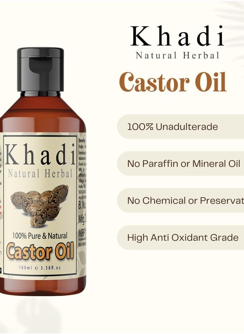 Khadi Natural Herbal - Khadi Natural Herbal Organic Cold Pressed Pure and Castor Oil 100 ml - Image 1