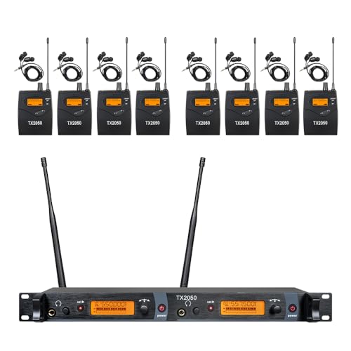 OPQRST 8 Bodypacks Wireless in Ear Monitor System 2 Channel Recording Headphone Studio Monitor Transmitter Monitoring Type for Stage Church Band Musicians School 338ft Range - Image 1