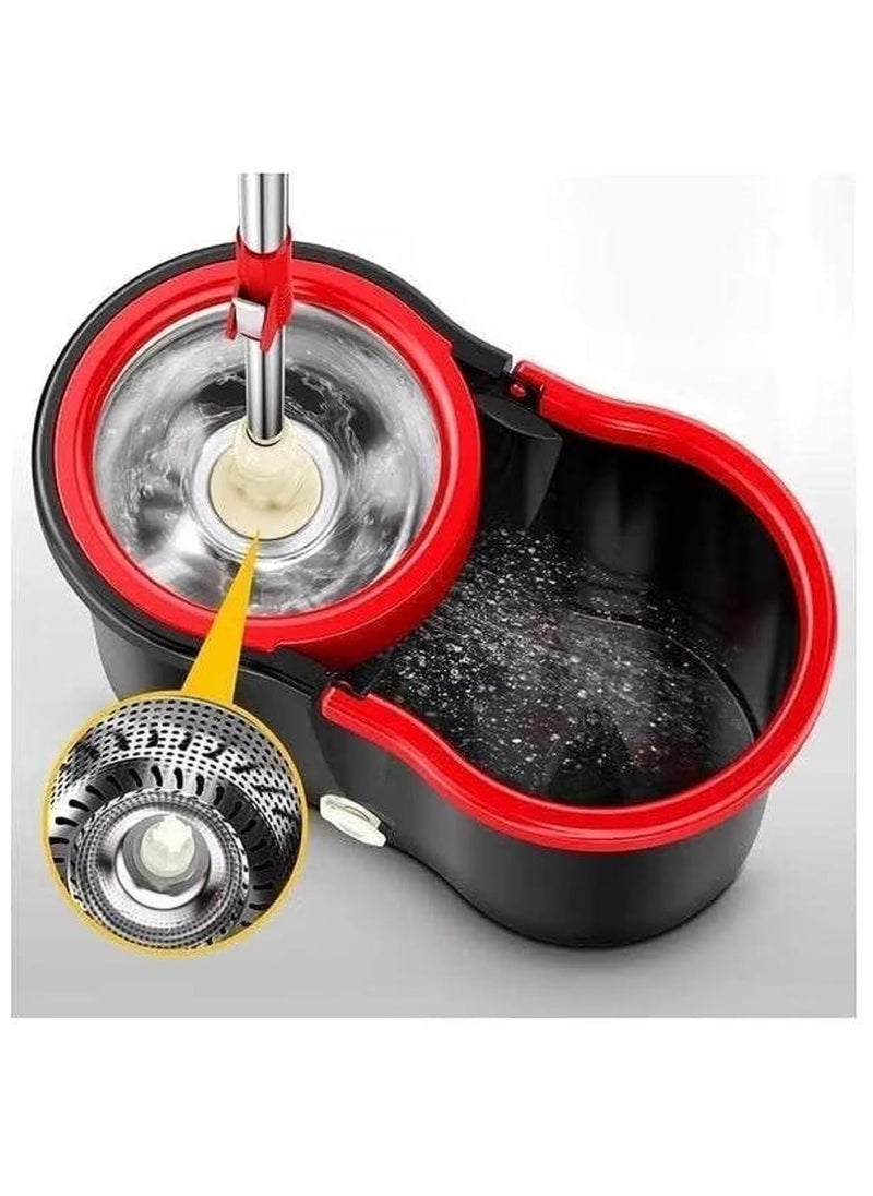 جاجيك Easy Spin Mop and Bucket Set with 360° Rotation | Stainless Steel Handle & Wring Dryer Basket | Includes 2 Microfiber Mop Heads for Floor Cleaning | Ideal for Hardwood, Ceramic Tile, Marble, Laminate, and Glass  - Image 3