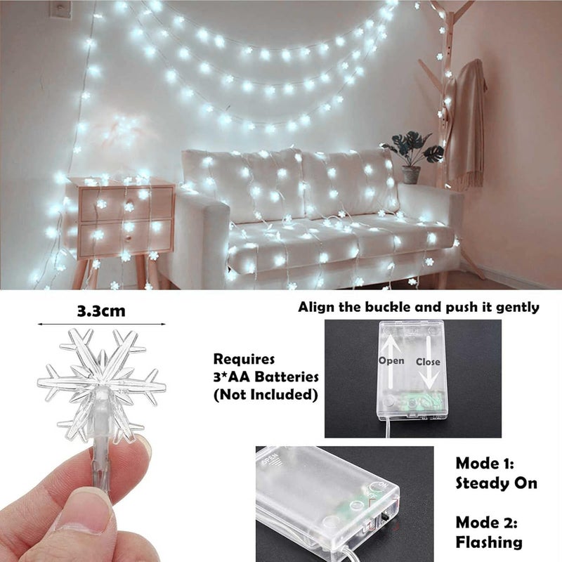CESOF Christmas Lights, 20 Ft 40 LED Snowflake String Lights Battery Operated Waterproof Fairy Lights for Bedroom Patio Room Garden Party Home Xmas Decor Indoor Outdoor Christmas Tree Decorations Cool White - Image 5