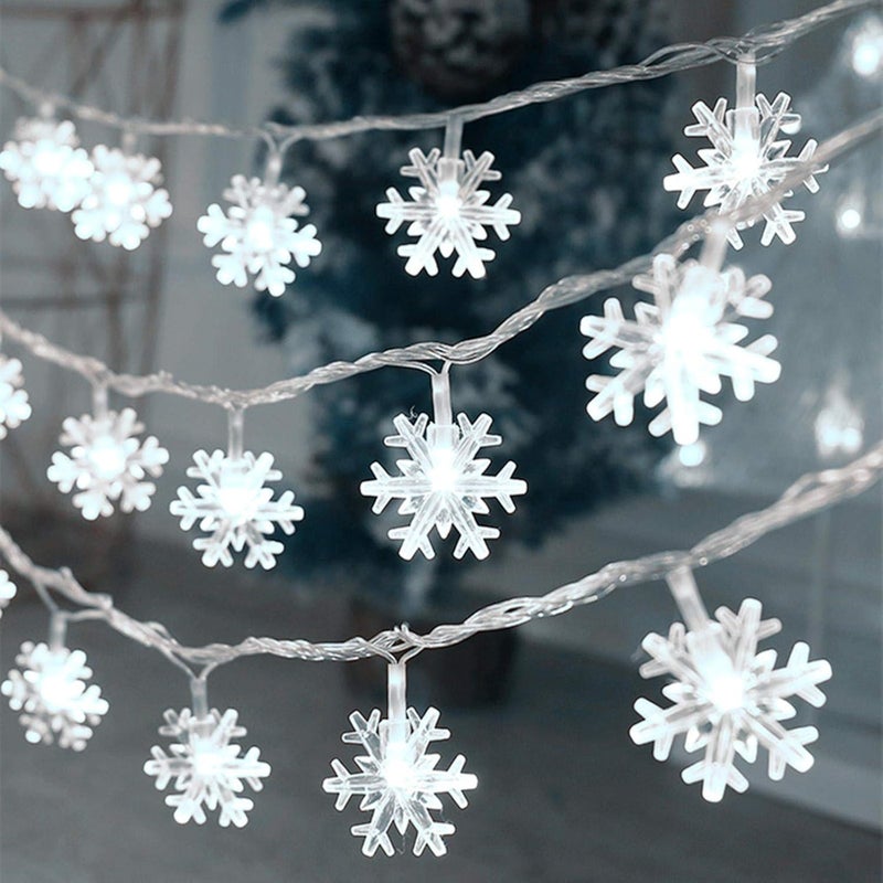 CESOF Christmas Lights, 20 Ft 40 LED Snowflake String Lights Battery Operated Waterproof Fairy Lights for Bedroom Patio Room Garden Party Home Xmas Decor Indoor Outdoor Christmas Tree Decorations Cool White - Image 1