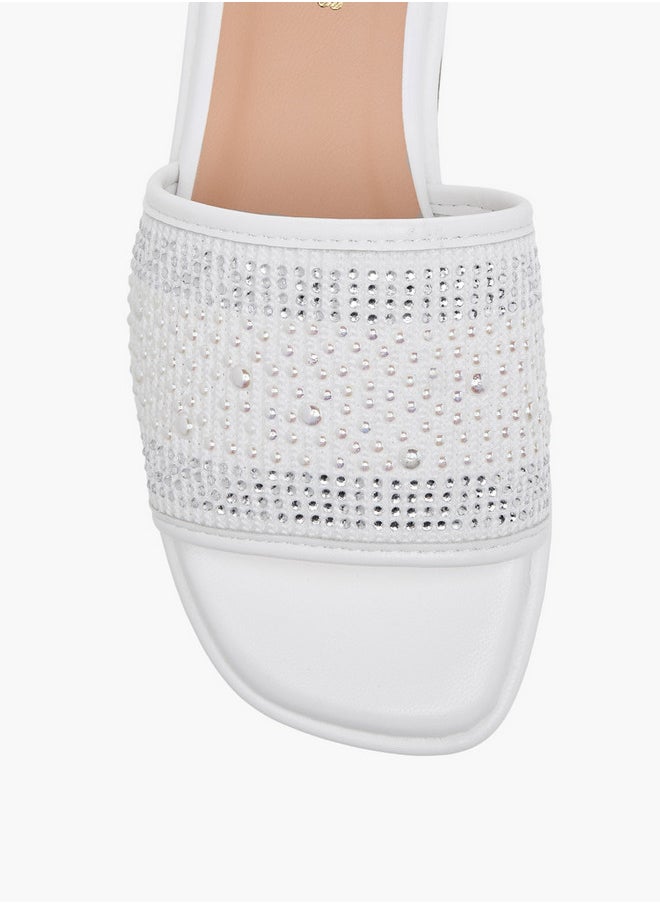 Little Missy Girls Embellished Slip-On Flat Sandals  - Image 4