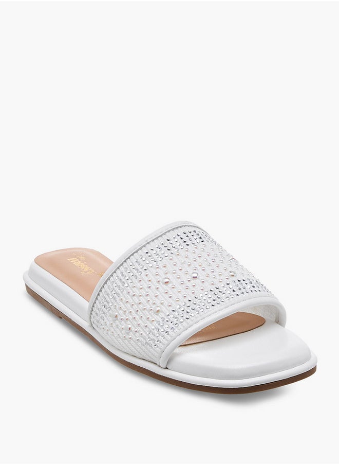 Little Missy Girls Embellished Slip-On Flat Sandals  - Image 2
