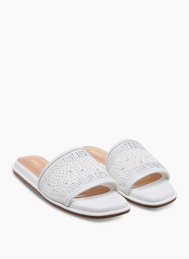 Little Missy Girls Embellished Slip-On Flat Sandals  - Image 1