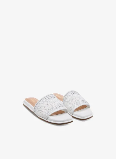 ليتل ميسي صنادل بناتي مسطحة مزينة سهلة الارتداء