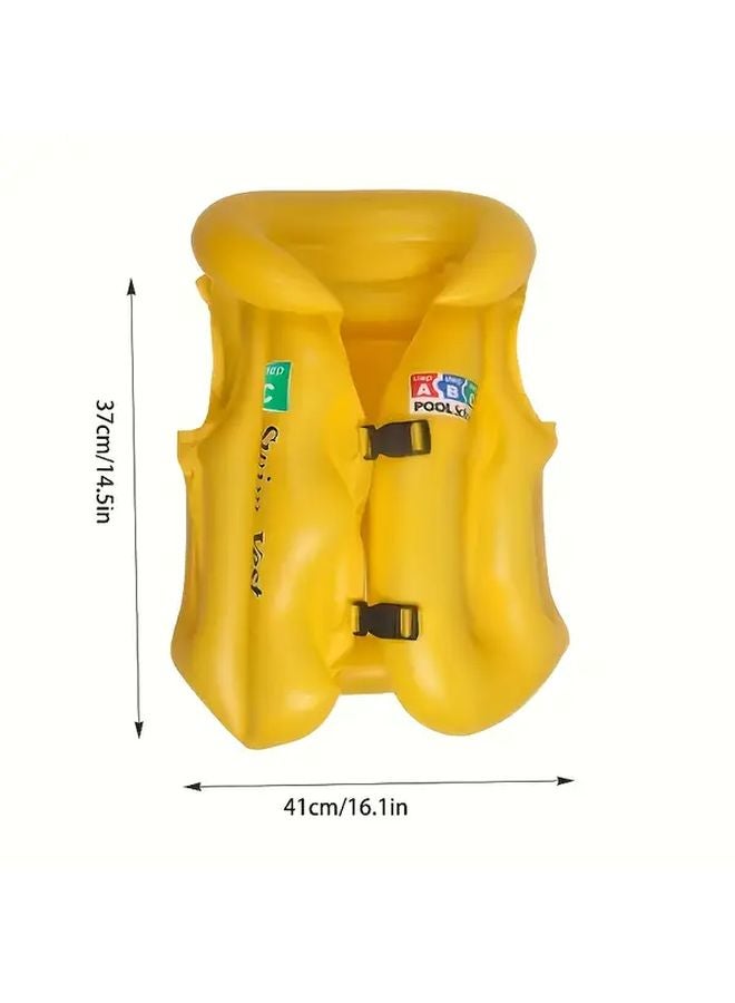 سترة سباحة قابلة للتعديل للمراهقين - الطراز الأصفر - إغلاق مشبك آمن - تعلم السباحة - Image 1