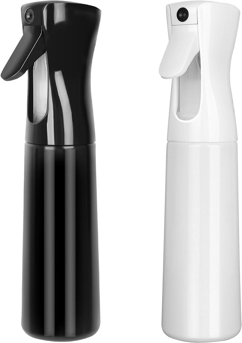 Brvcdh Misto Continuous Spray Bottle with Ultra Fine Mist - 10.1oz/300ml for Hair, Home Cleaning, Salons, Plants, Aromatherapy, and More - Hair Spray Bottle, Barber Accessories (2 Pack) (Black1) - Image 1