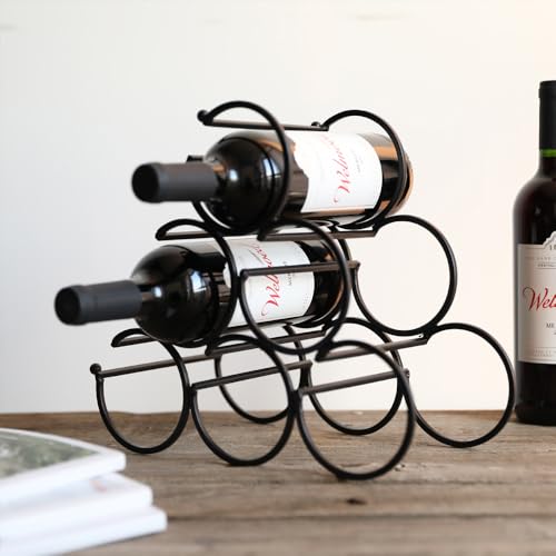 JHY DESIGN Iron Tabletop Wine Rack 11.5''x6''x10.5'' Rustic Wine Bottle Rack Storage Wine Shelf Freestanding Wine Holder Portable Wine Cabinet Mini Bar for Home Counter(6 Bottles Design Dia 3.5inch) - Image 5