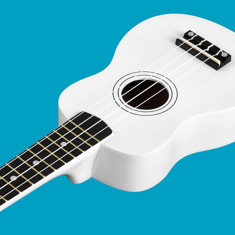 وينز مجموعة Soprano Ukulele للمبتدئين مع حقيبة ناعمة، موالف قابل للفصل، أوتار إضافية، معول، حزام، ملصقات الحنق، بطاقة الأوتار، قطعة تلميع، أبيض - Image 4