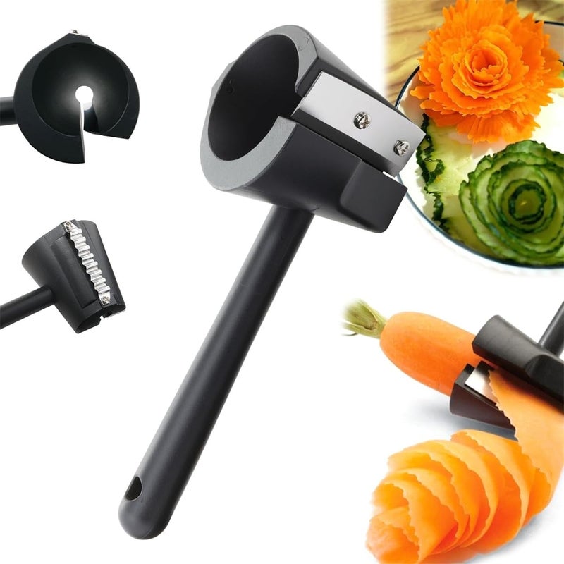 Much Hotter Vegetable Curler, Carrot Curler and Peeler, Spiral Shred Carving Slicer, Fruit Carving Tools,Kitchen Creative Cut Flower Tool,Rotatable Blade Peeler for Carrots, Potatoes, Cucumbe - Image 4