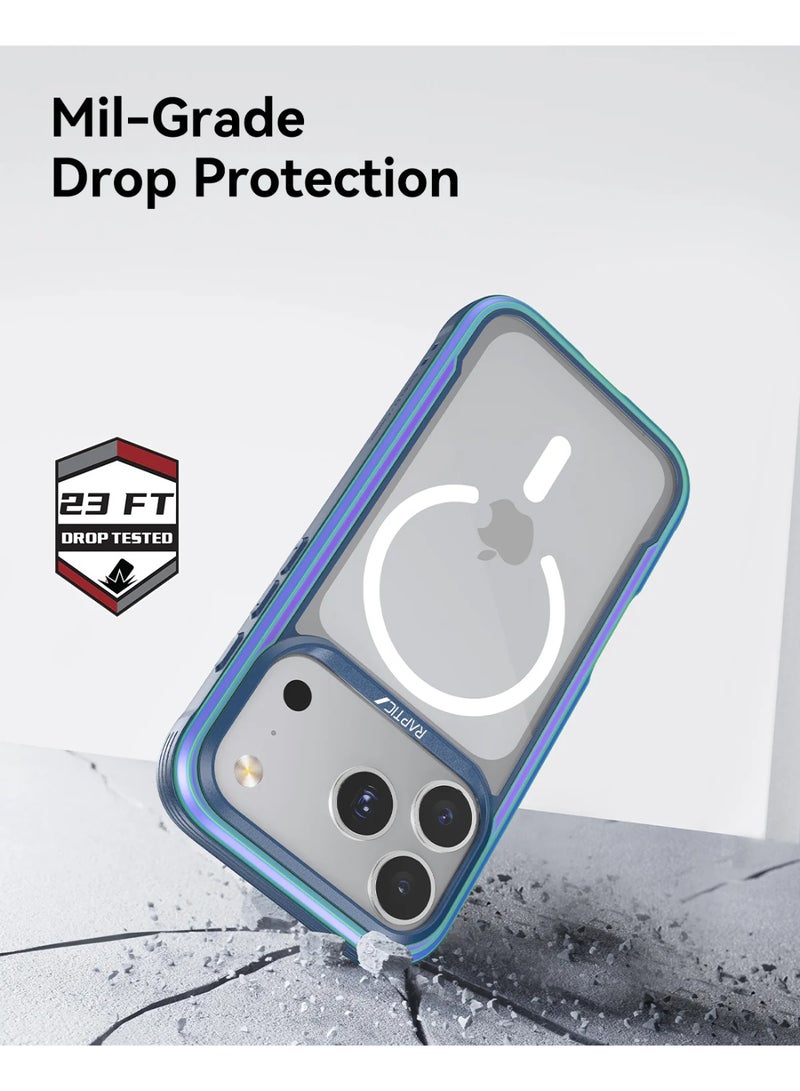RAPTIC حافظة شيلد كلاسيك لجهاز آيفون 17 برو ماكس [حماية من السقوط حتى 23 قدم] متوافقة مع ماغسيف مع إطار ألمنيوم مضاد للصدمات - متلألئة - Image 3
