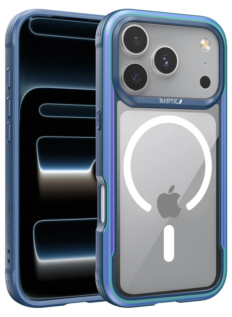 RAPTIC حافظة شيلد كلاسيك لجهاز آيفون 17 برو ماكس [حماية من السقوط حتى 23 قدم] متوافقة مع ماغسيف مع إطار ألمنيوم مضاد للصدمات - متلألئة - Image 1