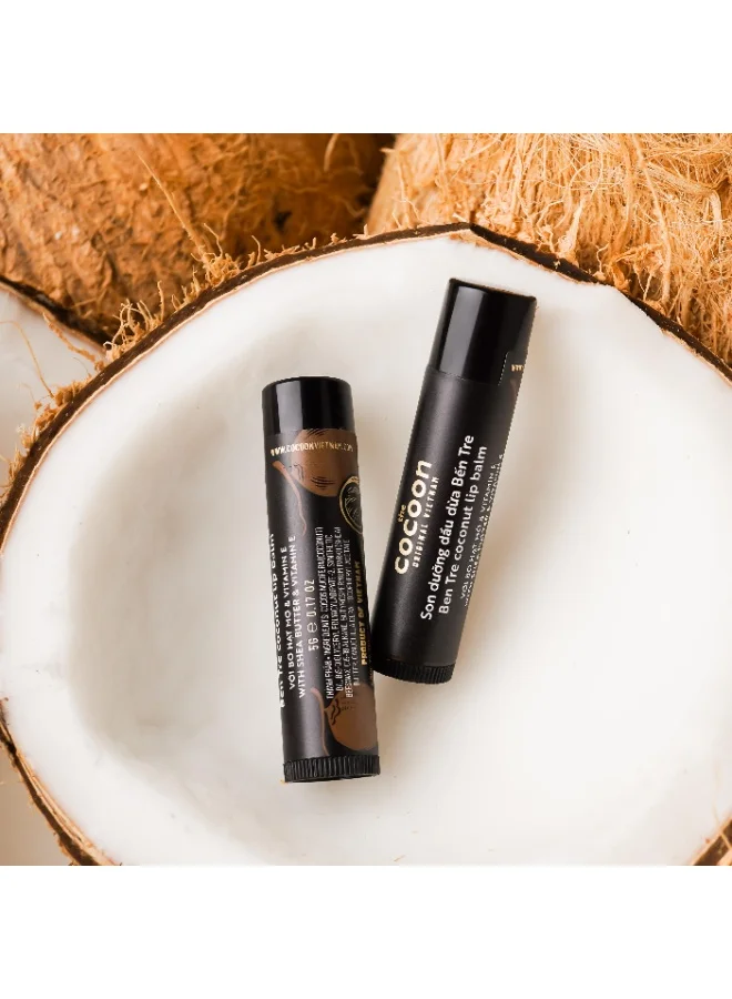 The Cocoon Original Vietnam  Ben Tre Coconut Lip Balm 5g – Natural Coconut Lip Balm Moisturiser with Coconut Oil, Shea Butter & Vitamin E | Hydrating Lip Balm for Soft, Smooth & Healthy Lips  | Best Price UAE