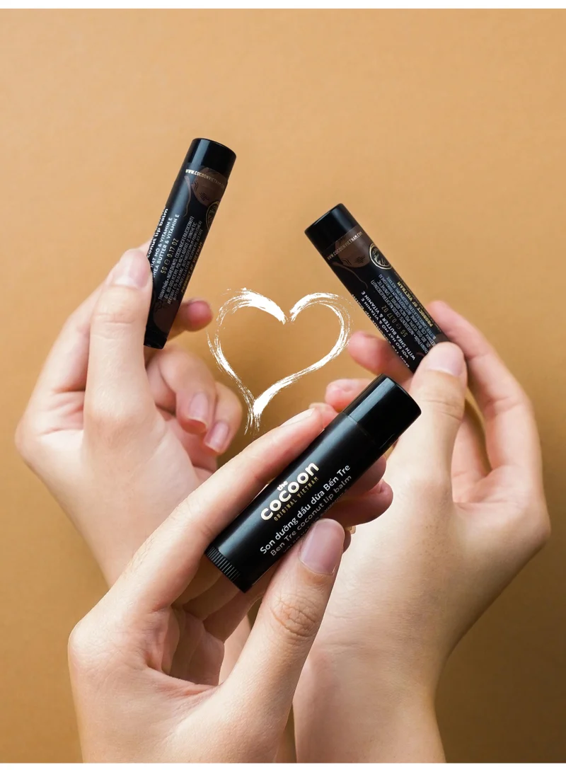 The Cocoon Original Vietnam  Ben Tre Coconut Lip Balm 5g – Natural Coconut Lip Balm Moisturiser with Coconut Oil, Shea Butter & Vitamin E | Hydrating Lip Balm for Soft, Smooth & Healthy Lips  | Best Price UAE