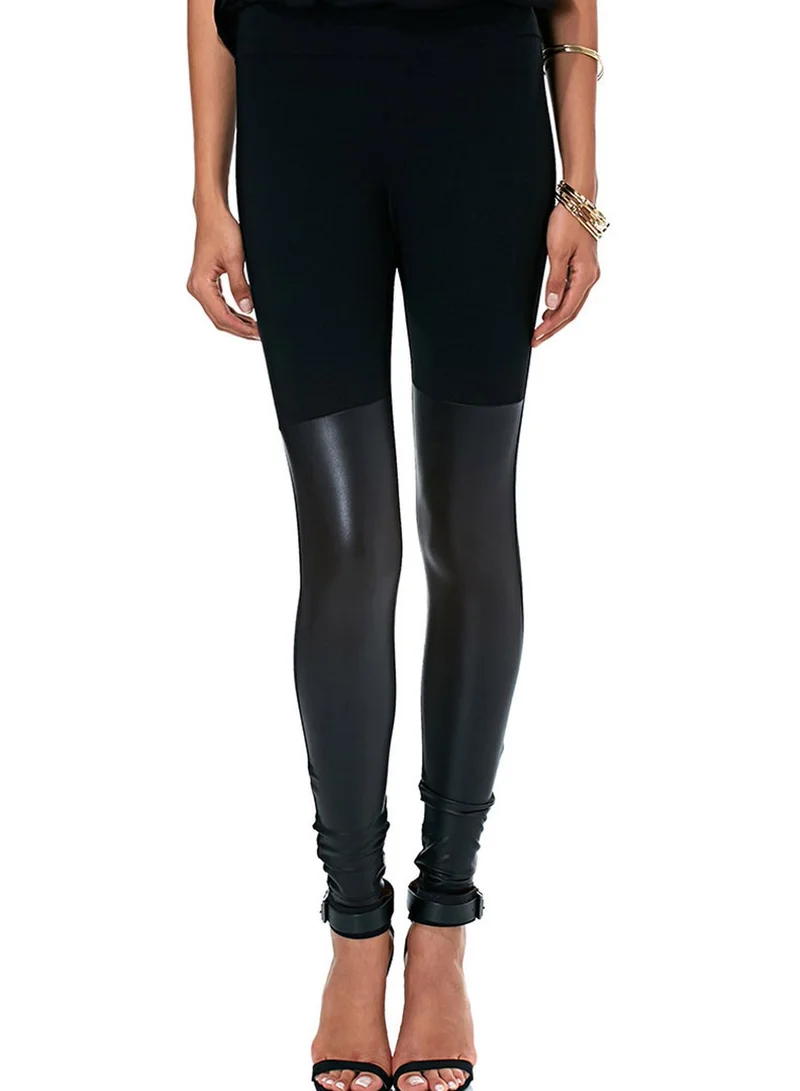 Ginger Leather Patch Leggings