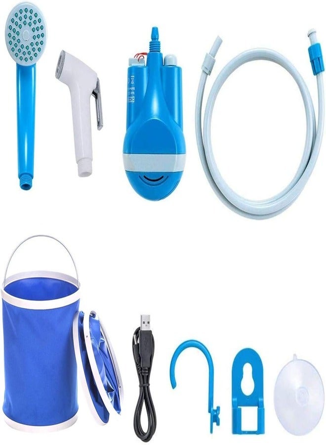 ZEESQUARE Rechargeable Portable Shattaf – Electric Shower with Foldable Bucket, USB Charging, and Long Hose for Outdoor, Car Wash, and Personal Hygiene  - Image 2