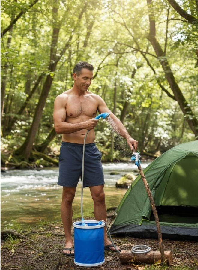 ZEESQUARE Rechargeable Portable Shattaf – Electric Shower with Foldable Bucket, USB Charging, and Long Hose for Outdoor, Car Wash, and Personal Hygiene - Image 5