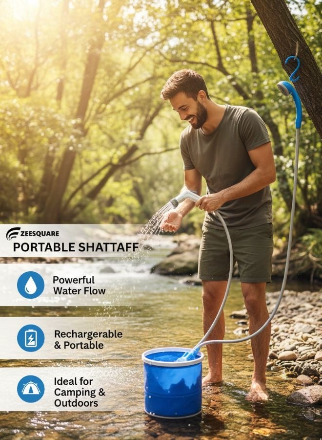 ZEESQUARE Rechargeable Portable Shattaf – Electric Shower with Foldable Bucket, USB Charging, and Long Hose for Outdoor, Car Wash, and Personal Hygiene - Image 4