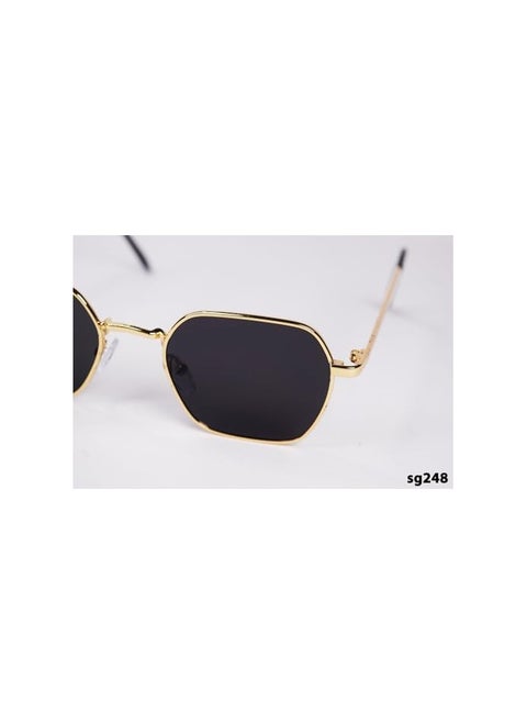 Men's hexagonal sunglasses, gold and black_
