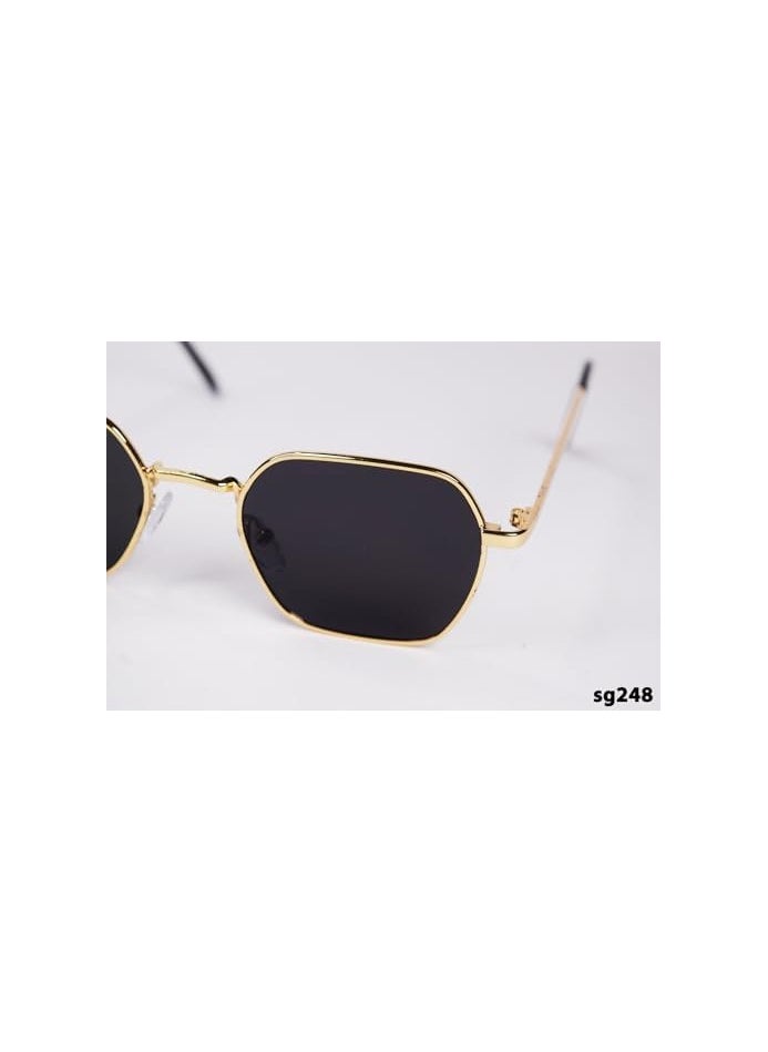 Generic - Men's hexagonal sunglasses, gold and black_ - Image 1