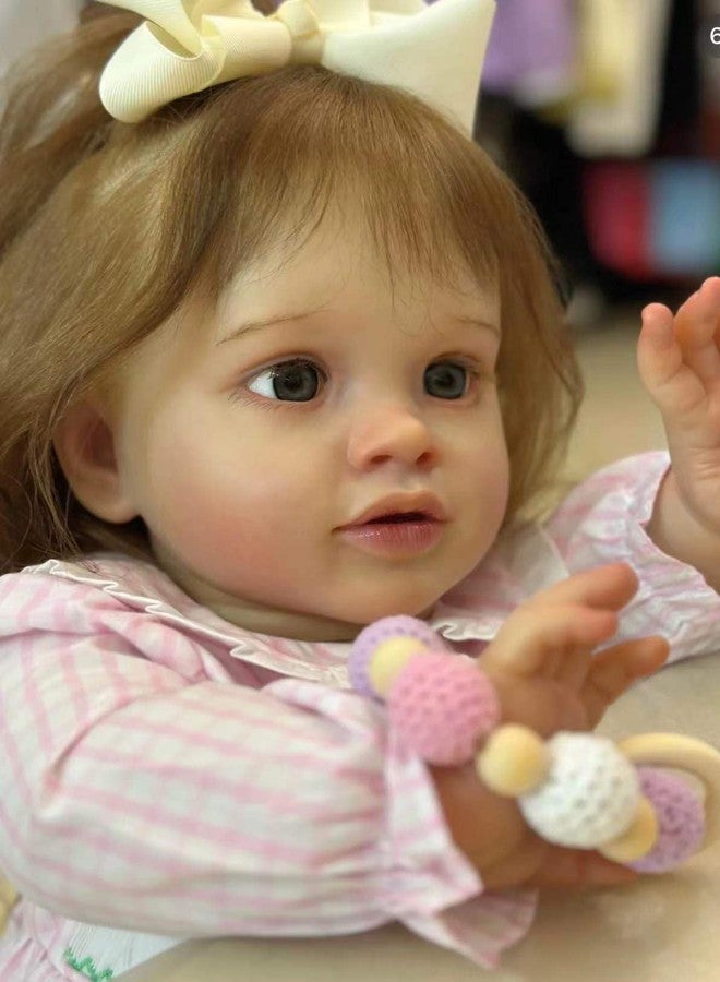 iCradle Reborn Baby Dolls 26inch Soft Silicone Vinyl Newborn Toddler Baby Doll Handrooted Brown Hair Babies Toy Gifts for Kids Age 3+ - Image 3
