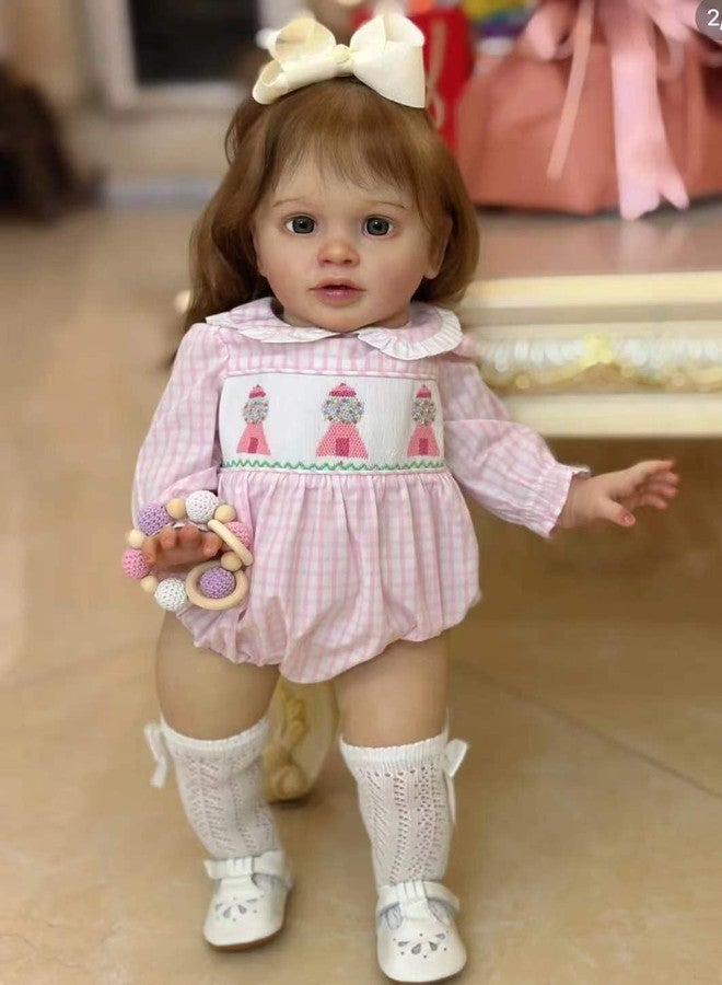 iCradle Reborn Baby Dolls 26inch Soft Silicone Vinyl Newborn Toddler Baby Doll Handrooted Brown Hair Babies Toy Gifts for Kids Age 3+ - Image 5